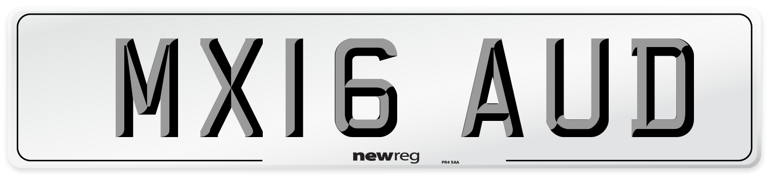 MX16 AUD Number Plate from New Reg